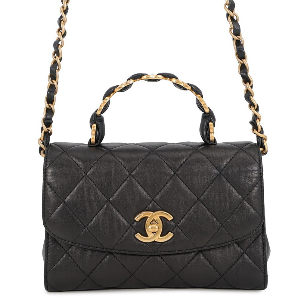 Chanel Chain Shoulder Bag Matelassรฉ Crumpled Lambskin AS2478 CHANEL 2-way Bla...